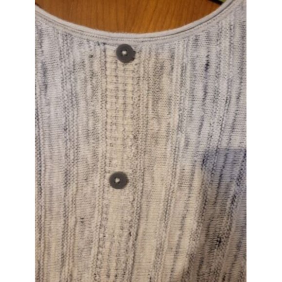 J Jill Pullover Sweater Gray Ivory Button Back Detail Knit Size L - Picture 7 of 7